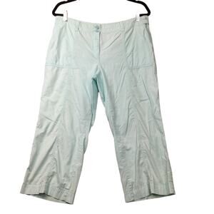 Talbots Signature Women's Flat Front Flap Pockets Sea Green Capri Pants 12P